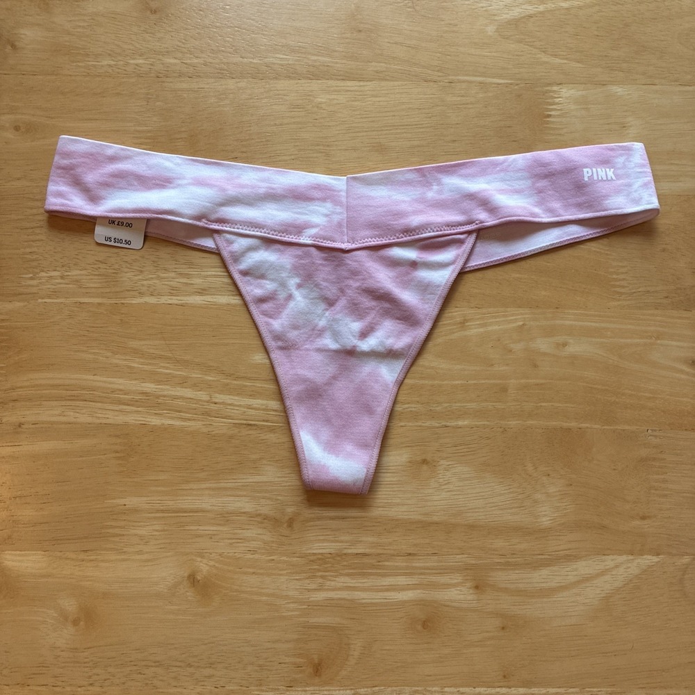 Victoria's Secret Pink Seamless Tie- Dye Thong Size L NWT